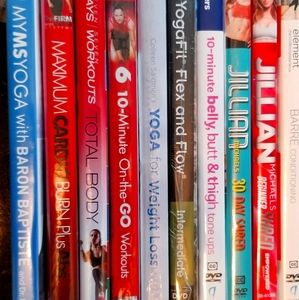 Lot of 10 workout fitness yoga DVDs